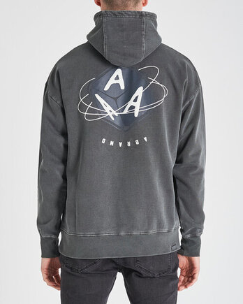 A relaxed hoodie washed black