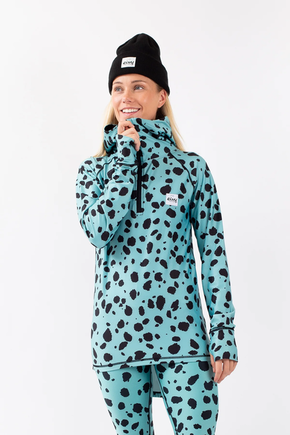 Icecold zip hood top turquoise cheetah