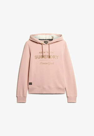 Luxe metallic logo hoodie vintage blush pink
