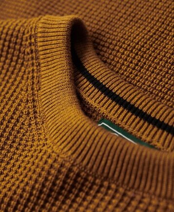 Textured crew knit jumper washed turmeric tan