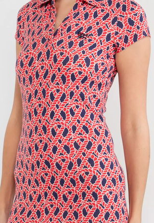 Vintage ss printed polo dress nautical red rope