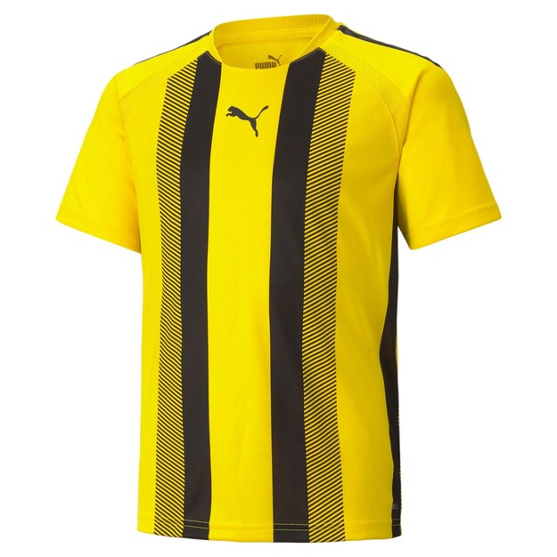 Puma teamliga striped jersey jr cyper yellow-puma bl